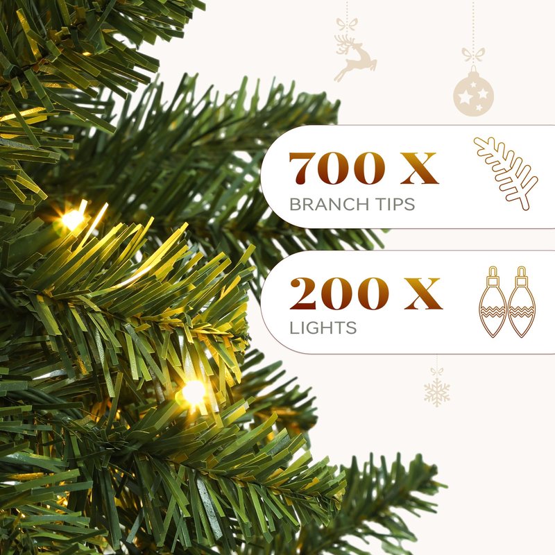 YITAHOME Prelit Pencil Christmas Tree 6 FT with Remote Control, Slim Fraser Fir Green Christmas Tree with 700 Branch Tips and 200 Lights for Home, Office, Party Decoration
