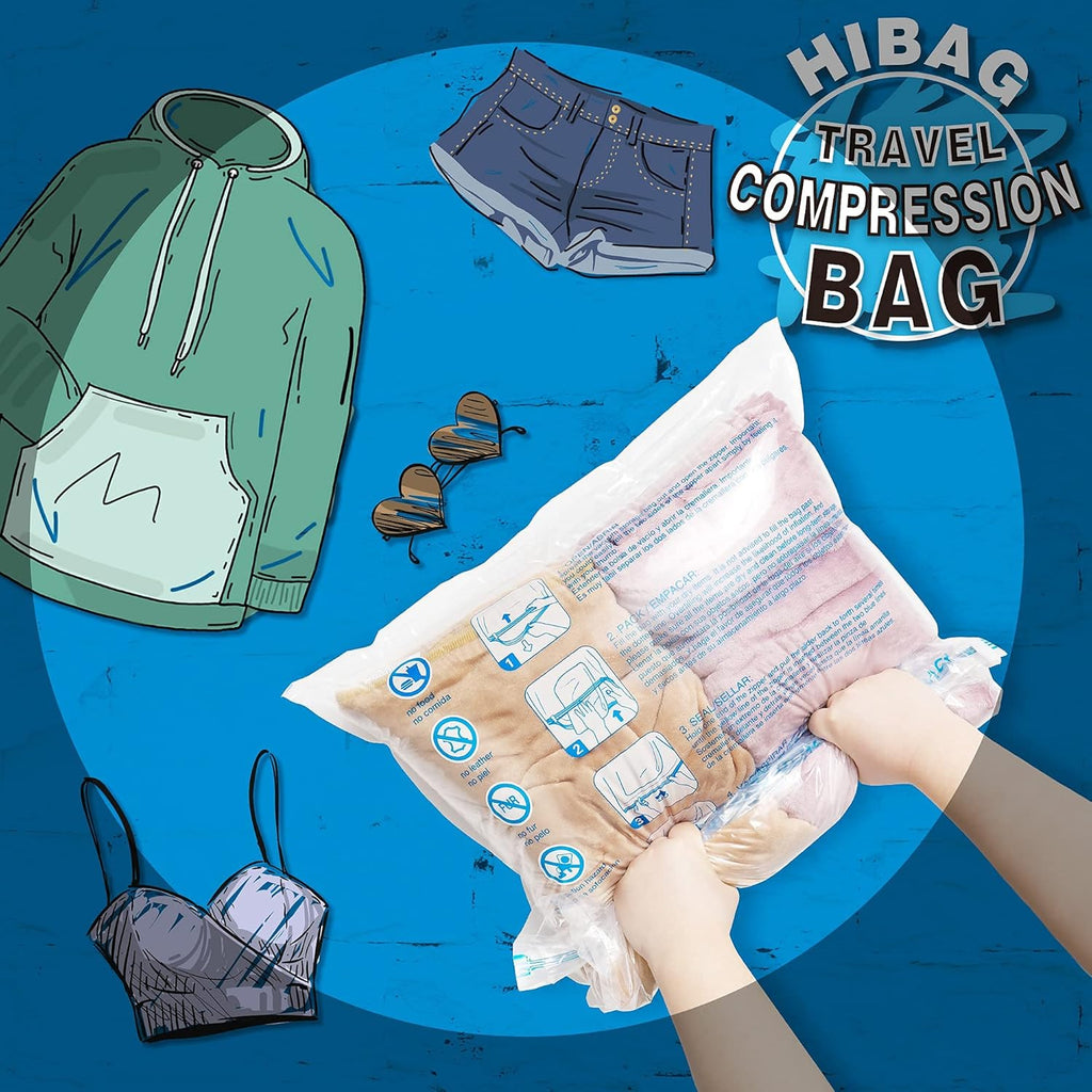 Skiennix Compression Bags - Vacuum Packing Space Saver for Travel Essentials | 12-Pack