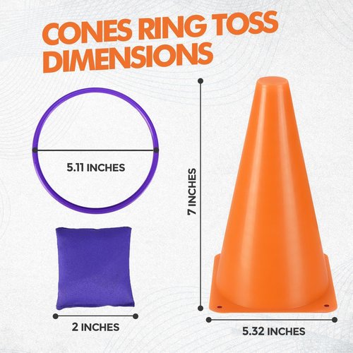 CircleCraft Ring Toss Game Set - 31 Pcs Plastic Cones & Rings for Kids & Adults | Perfect for Parties & Outdoor Fun
