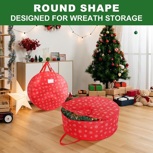 Christmas Wreath Storage Container | 24-Inch Durable Bag with Handles for Holiday Decor - 1 Pack
