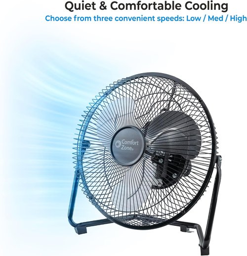 Comfort Zone 9-Inch High-Velocity Desk Fan - All-Metal 3-Speed Turbo Air Circulator | Quiet & Tilt Adjustable for Home & Office