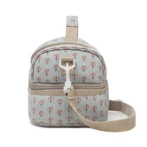 Life on track Insulated Kids Dual Compartment Lunch Bags Tote for Girls Boys Toddler Lunch Boxes Pre-School Toddler Kindergarten Picnic Camp Food Cooler Thermal with Strap (Z Blue Floral)