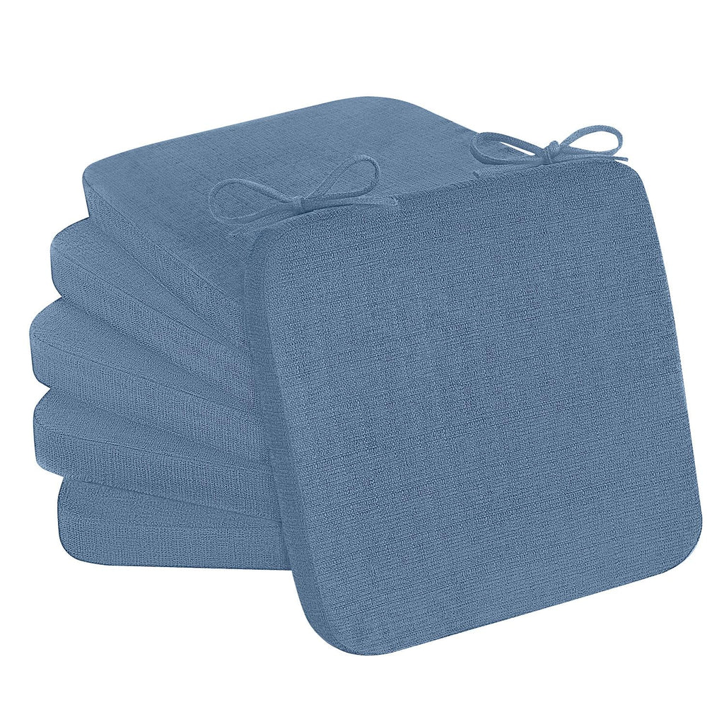 Cozyide Chair Cushions for Dining Chairs, Square Chair Pads with Ties and Non-Slip Bottom, Kitchen Chair Cushions 4 Pack, 16" x 16" x 2", Khaki