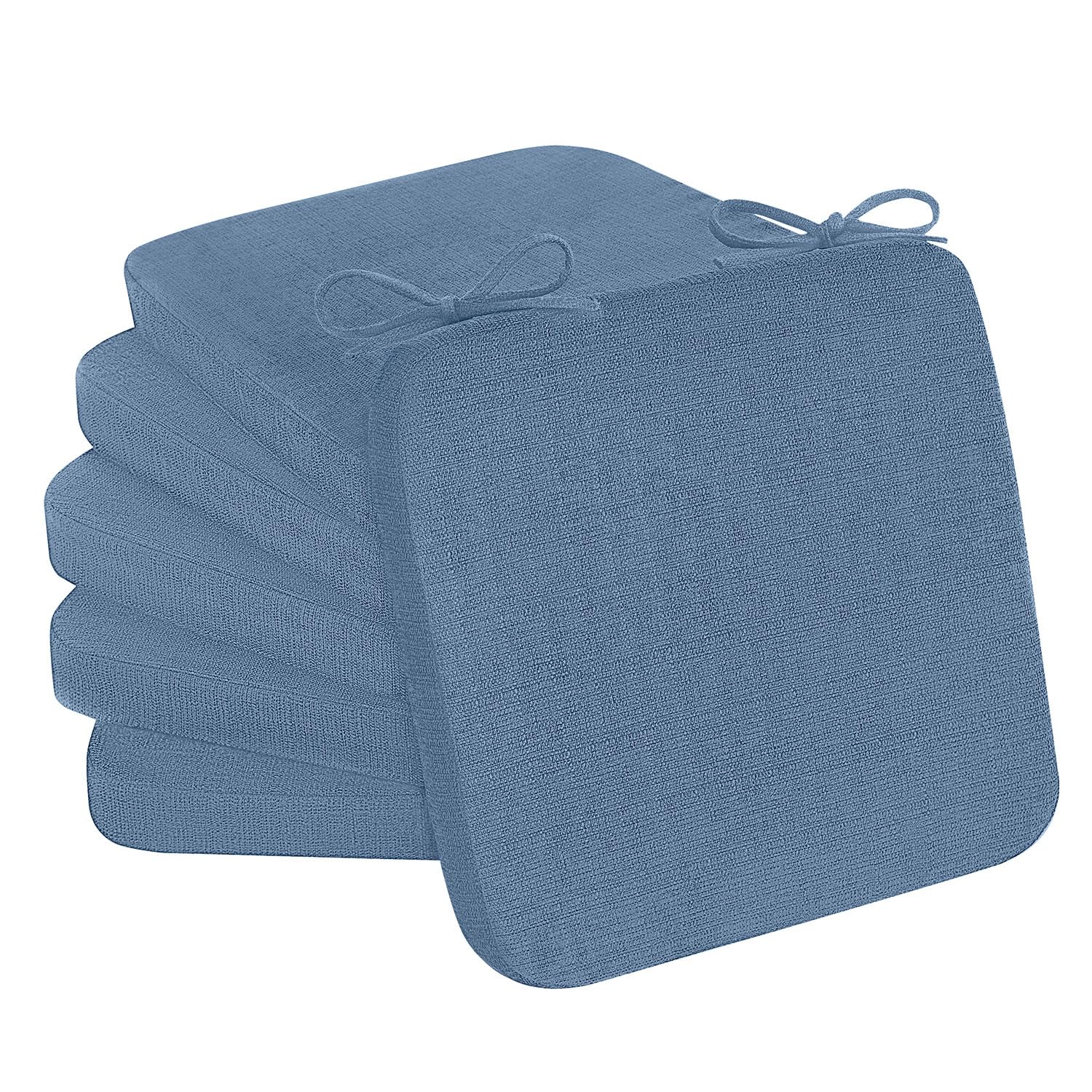 Cozyide Chair Cushions for Dining Chairs, Square Chair Pads with Ties and Non-Slip Bottom, Kitchen Chair Cushions 4 Pack, 16" x 16" x 2", Khaki