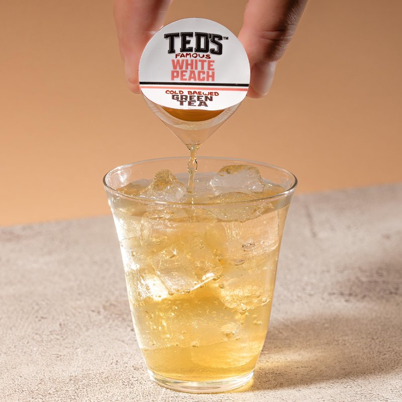 Ted's Tea by Java House - Single Serve Liquid Concentrate Pods - Peel and Pour - White Peach Green Tea - Case of 48