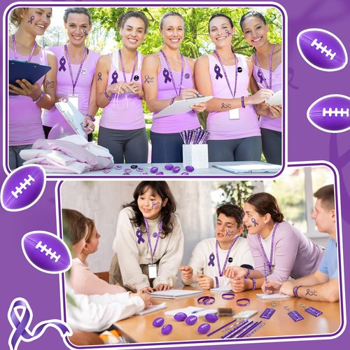 Hollowfly 400 Pcs Purple Ribbons Epilepsy Awareness Items Pancreatic Alzheimers Lupus Domestic Violence Items Ribbon Awareness Month Products for Charity Fundraising Party Supply
