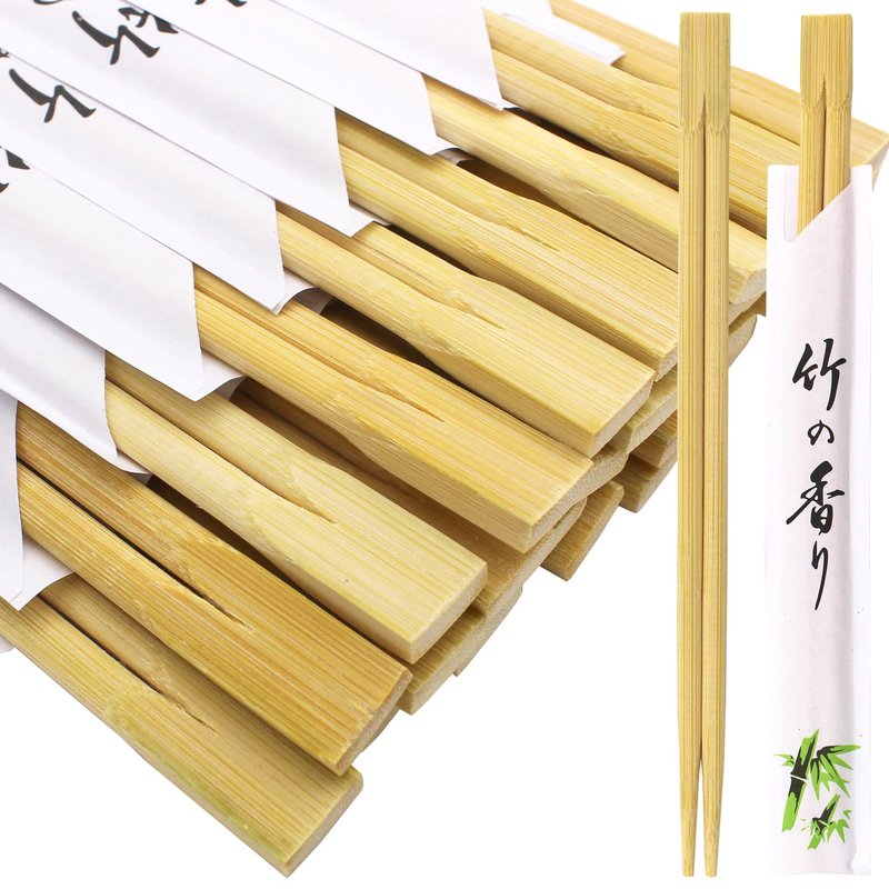 sugormek 100 Pairs 9 inches Smooth Disposable Bamboo Chopsticks Individually Wrapped Chopstick for Sushi Noodles Splinter-Proof Design