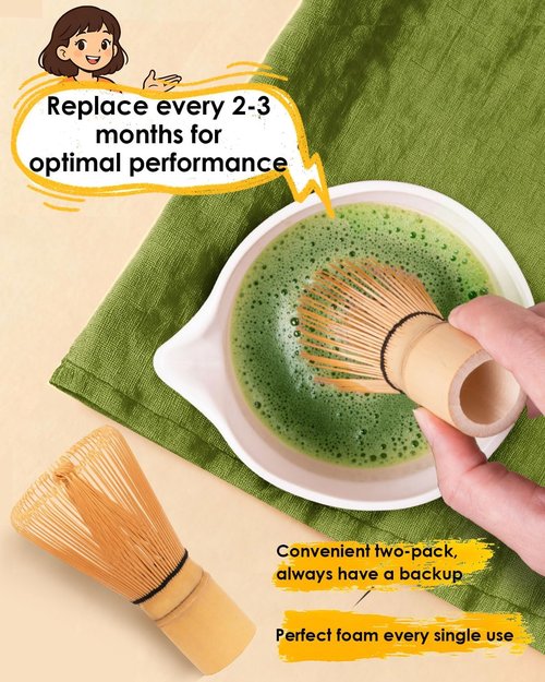 Matcha Whisk | 2-Pack Bamboo Chasen Set - Handcrafted 100-Prong Whisk for Authentic Tea Preparation