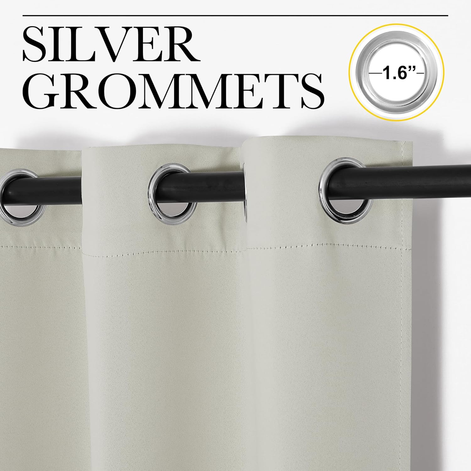 NICETOWN Thermal Insulated Grommet Curtains - Room Darkening Drapes for Bedroom | Bone White, 2 Panels, W42 x L63 inches