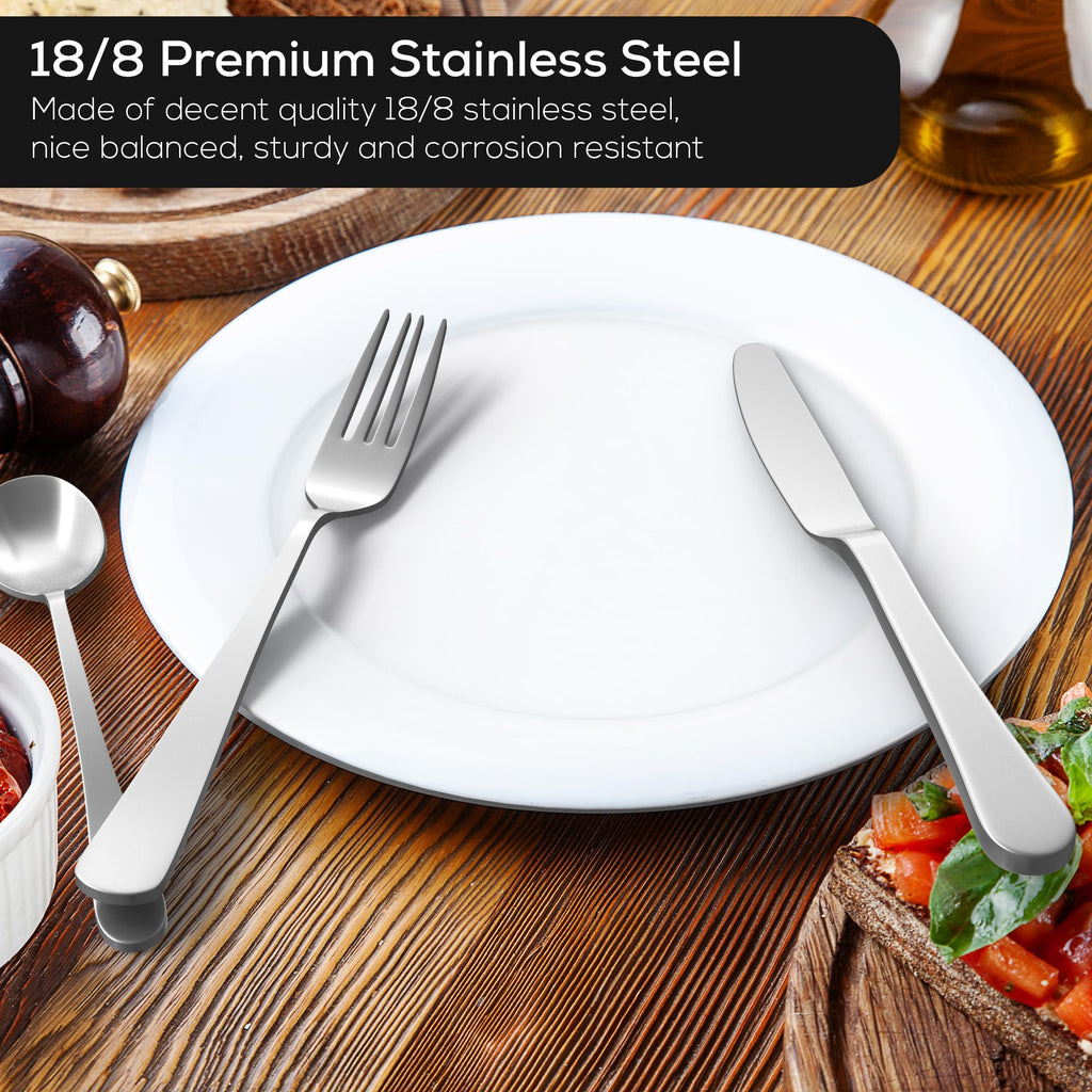 Homwoody Upgraded 18/8 Stainless Steel 28-Piece Flatware Cutlery Set(Silver)-Silverware set for 4-Luxurious Home Kitchen Dinnerware Sets-Great Kitchen Accessories-Perfect House Warming/Christmas Gift
