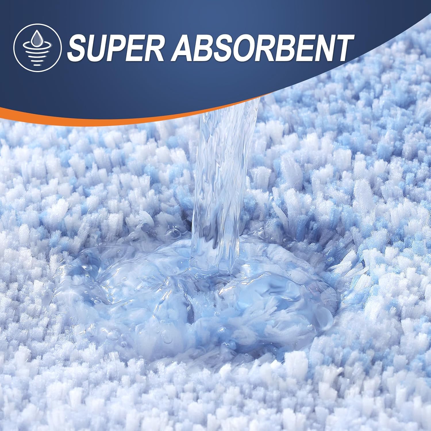 OLANLY Luxury Toilet Rugs - Extra Soft Microfiber U-Shaped Bath Mat 24x20 | Non-Slip Light Blue