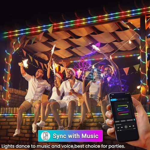 Jnaurb RGB Color Changing Rope Lights - 33ft Smart String Lights with Remote & APP Control | Waterproof Music Sync for Bedroom & Garden