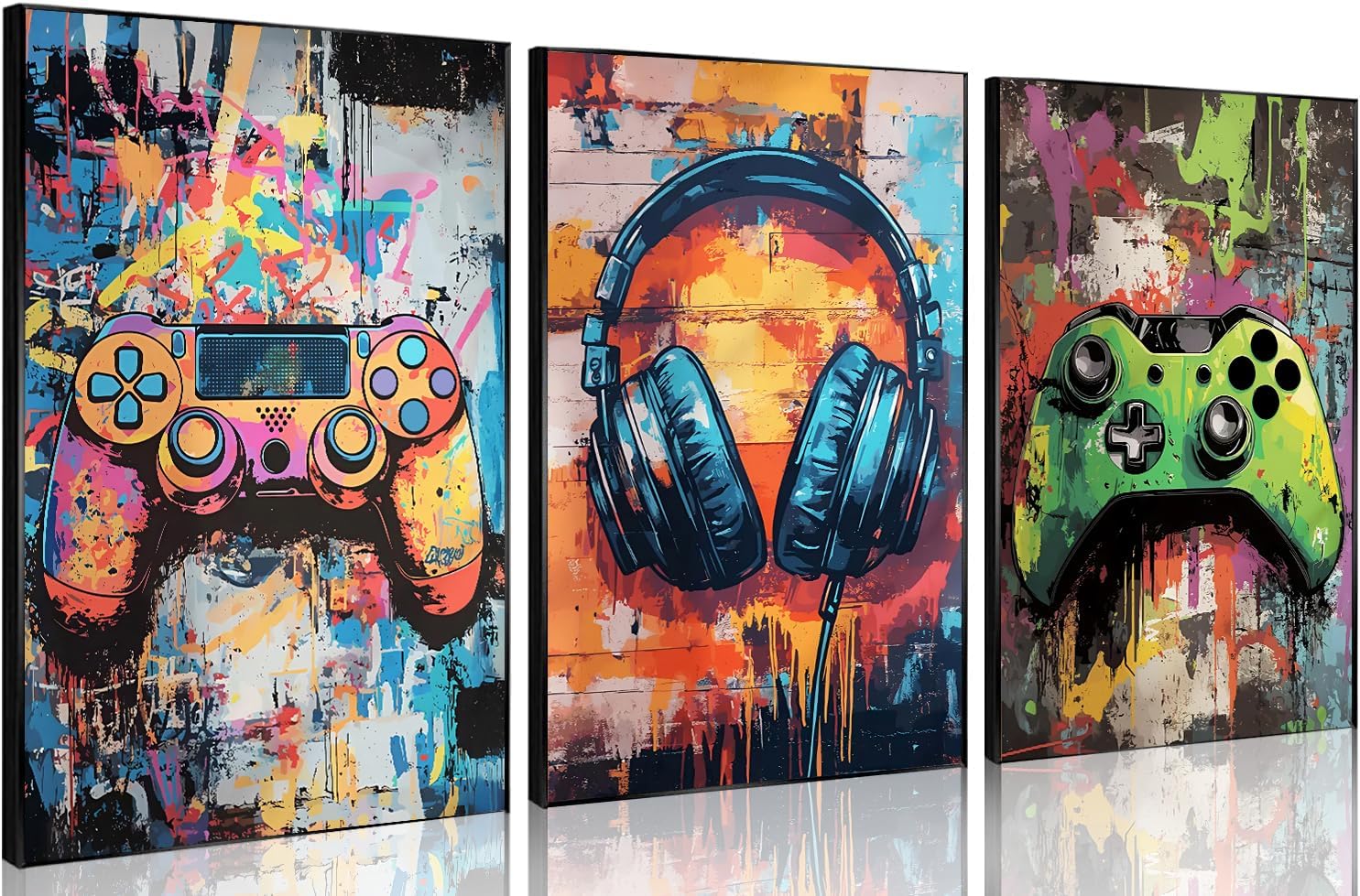 Skiennix Gaming Graffiti Canvas Wall Art - Cool Video Game Prints for Gamer Room | Unframed 16x24x3 Inch