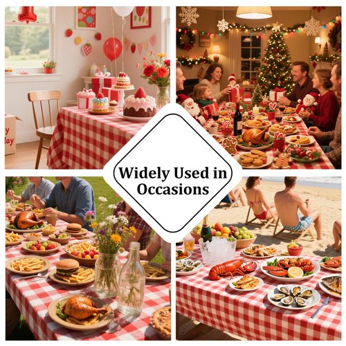 Alsoo Gingham Tablecloth Square Table Cloth Heavy Duty Cotton Checkered Table Cover Buffalo Plaid Tablecloths for Spring Picnic Kitchen Dining, Red and White,60 * 60 inch