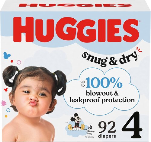 Huggies Snug & Dry Size 4 Diapers - Ultra Absorbent Baby Diapers for 22-37 lbs | 92 Count