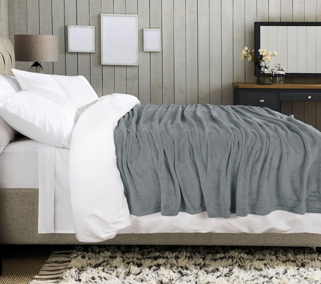 Utopia Bedding Queen Size Cool Grey Fleece Blanket - Soft, Anti-Static Microfiber (90x90 Inch)