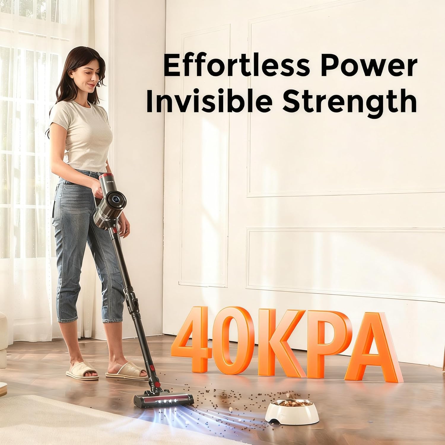 RONEAIR Cordless Vacuum Cleaner - Powerful 40Kpa Suction | Self-Standing, 45 Mins Runtime for Pet Hair & Hard Floors