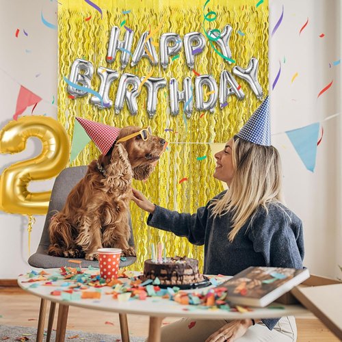 Gold Backdrop | Foil Curtain Decorations for Birthday, Bachelorette & Party Photo Booths - Streamers Included