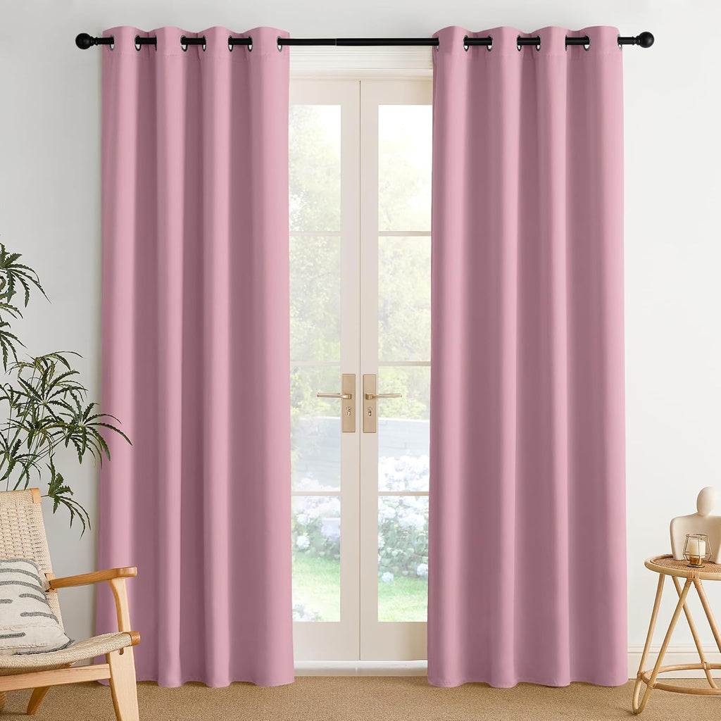 NICETOWN Room Darkening Curtains - Elegant Rouge Pink Drapery Panels, 52" x 84" Size