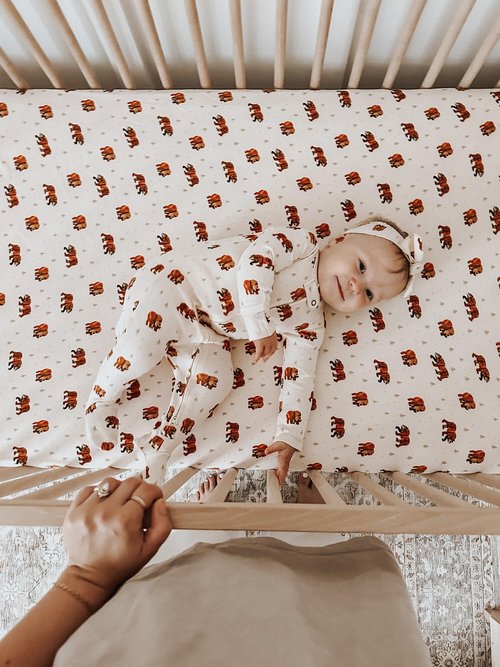 L'ovedbaby Organic Crib Sheets, Brown Bear