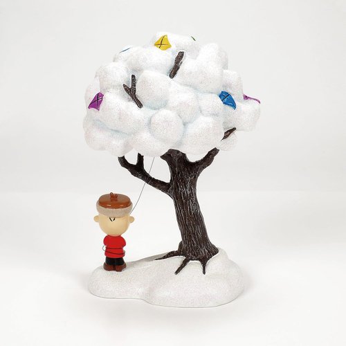 Department 56 Peanuts Village Figurine - Charlie Brown & Kite Eating Tree - 6.9 Inch, Multicolor