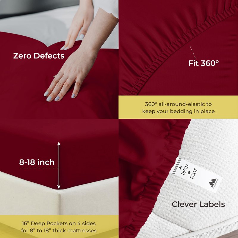 Mayfair Linen 100% Pure Egyptian Cotton Sheet Queen Size - Luxury 1000 Series Grandiose Collection Queen Size Sheets (6 PC, White), 16" Deep Pocket Sateen Weave Soft Cooling Hotel Bed Sheets Set