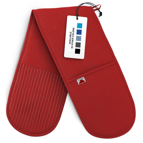 Big Red House Red Double Oven Mitt Kitchen Protection - Pack of 1-32" Long - Heat Resistant Cotton Professional Grade with Terrycloth Lining