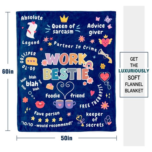 Purdicra Appreciation Gifts for Friends/Sister/Coworkers, Coworker Thank You Gifts for Women, Work Bestie Gifts for Women, Work Bestie Throw Blanket for Couch 60" x 50"