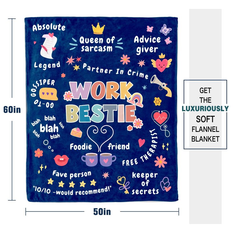 Purdicra Appreciation Gifts for Friends/Sister/Coworkers, Coworker Thank You Gifts for Women, Work Bestie Gifts for Women, Work Bestie Throw Blanket for Couch 60" x 50"