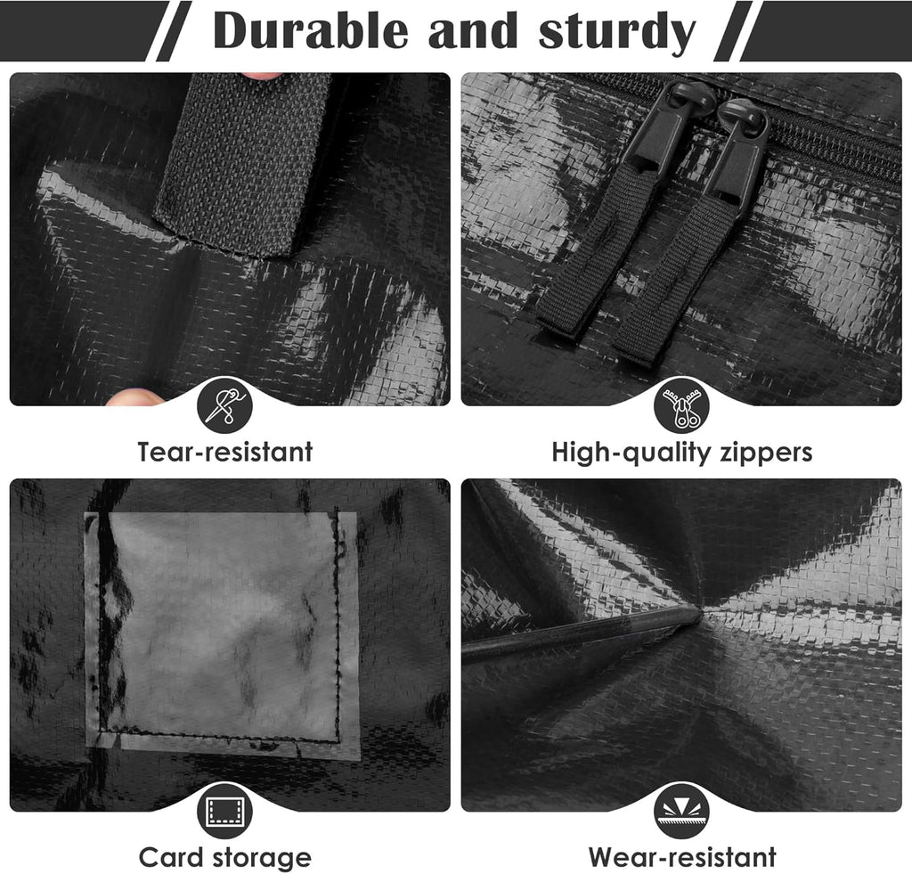 Skiennix 6 Pack Moving Bags - Extra Large 93L Heavy Duty Waterproof Storage Totes | Black for College & Home Organization