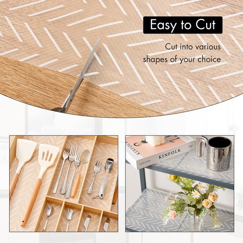 Cooyes Shelf and Drawer Liner for Kitchen Cabinets – Non-Adhesive, Waterproof, Non-Slip Cabinet Liners for Scratch Protection, Desk, Refrigerator, Shelves, Drawers with Modern Pattern