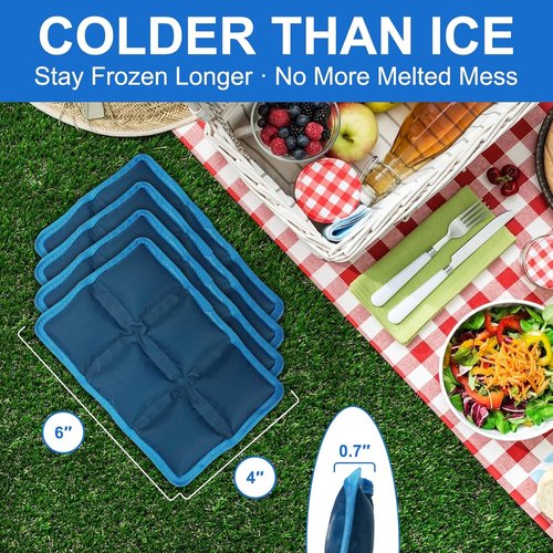 Blobuste Ice Packs - Reusable Flexible Gel Cold Packs | 4PCS BPA-Free Leakproof Set for Lunch Boxes & Coolers