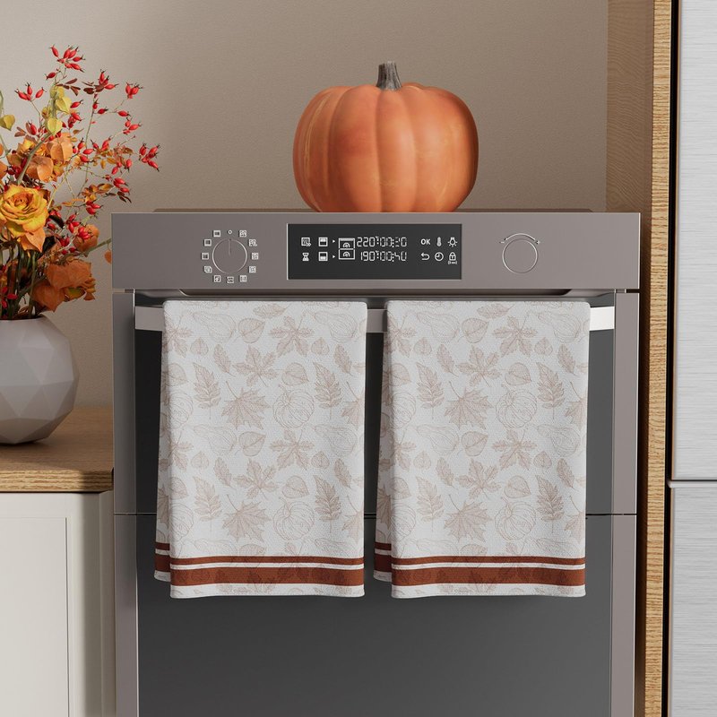 XCHI Fall Sketch Pumpkin Maple Leaf Dish Towels 18x26 Inch Hand Kitchen Towels Dishcloth Home Decorations Set of 2