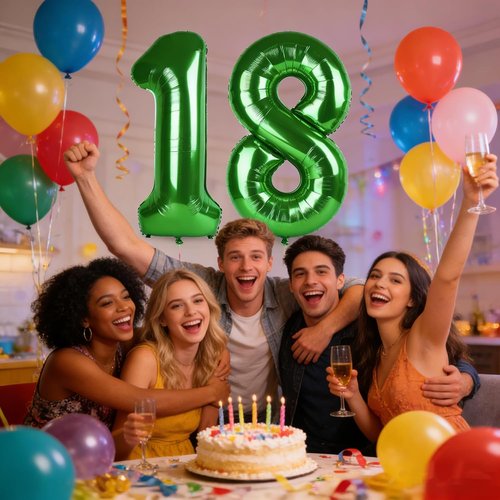 40-Inch Dark Green Foil Balloon Numbers - 18th Birthday & Wedding Celebration Decor for Men & Women