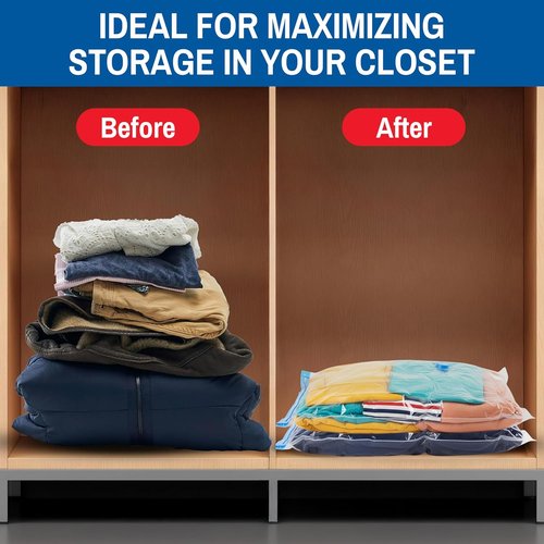 Jumbo Vacuum Storage Bags by [Brand Name] - Space-Saving Compression Bags for Comforters, Blankets & Clothes | 6 Pack with Hand Pump