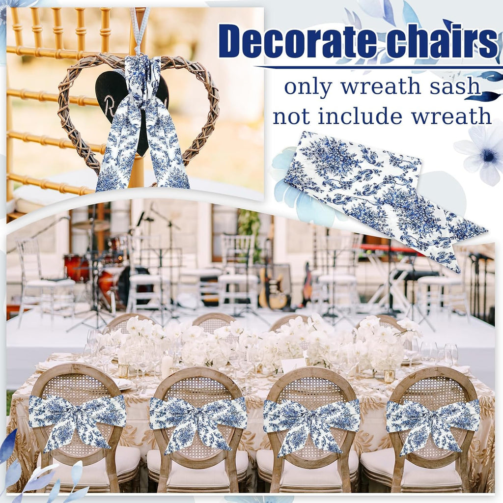 XunYee Wreath Sash Set - 6 Pcs Embroidery Monogram Decor for Indoor/Outdoor Wedding & Party | Retro Style