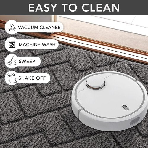 Hicorfe Indoor Doormat - Non-Slip, Washable, Absorbent Floor Mat | 20"x31.5" Grey Entryway Mat