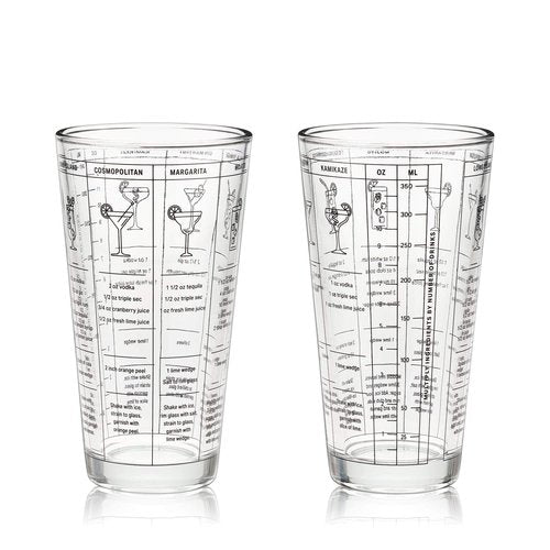 True Glass Cocktail Shaker with 7 Classic Recipes and Measurements for Cold Brew Cocktails, Home Bar Accessories, Bar Tools, Bartender Gifts, Hosting Essentials, 13.5 oz, Set of 1, Clear