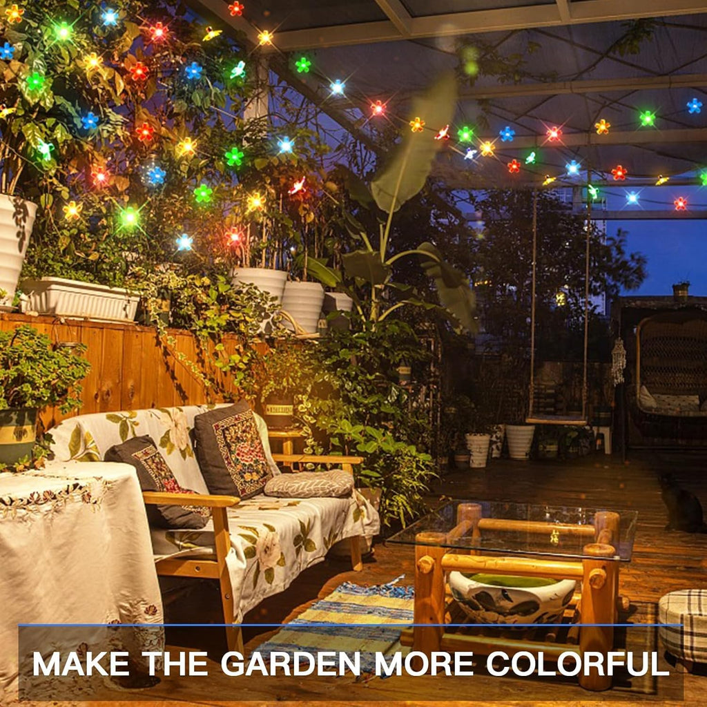 Suddus Solar String Lights - 100 LED Flower Design | 2 Pack for Garden, Patio & Christmas Decor