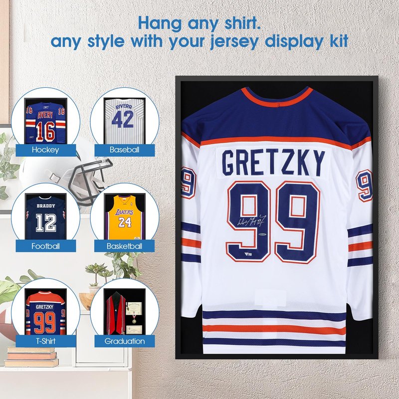 26x37 XL Shadow Box Frame, Jersey Display Case with Grade A Natural Pine Wood Acrylic Front Jersey Frame for Hockey, Soccer, Basketball, Football Uniform Shirts, Black