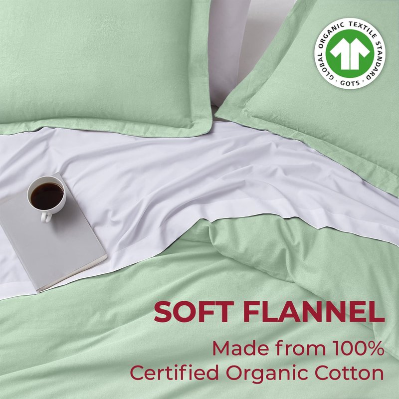 Mellanni Duvet Cover Flannel Set - Soft 100% Organic Cotton Bedding Sets & Collections - Button Closure & Corner Ties (Queen, Gray)