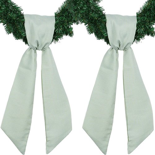 Green Striped Wreath Ribbon Set by [Brand Name] - 2 Pack, 5.12" Wide x 54.33" Long for St. Patrick's Day Decor