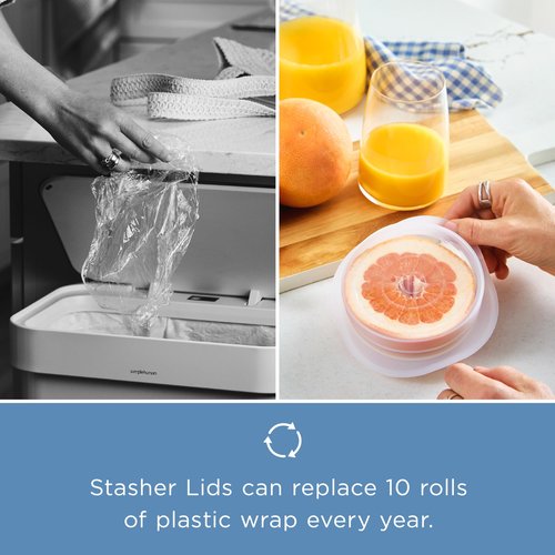 Stasher Silicone Stretch Lids, 4-Pack, Food Covers for Bowls, Jars, Cups, Microwave, Dishwasher, Oven Safe, Silicone Lids for Food Storage, Eco Friendly, Variety of Sizes, Food Grade Silicone, Clear