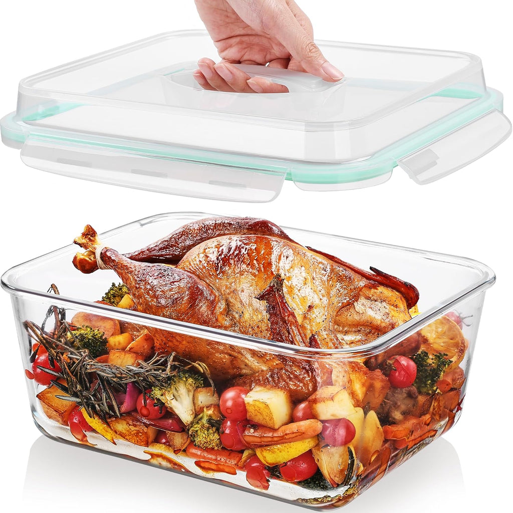 Vtopmart Extra Large Glass Food Storage Containers - 6.5L | Airtight Snap Lids, BPA Free, Oven Safe