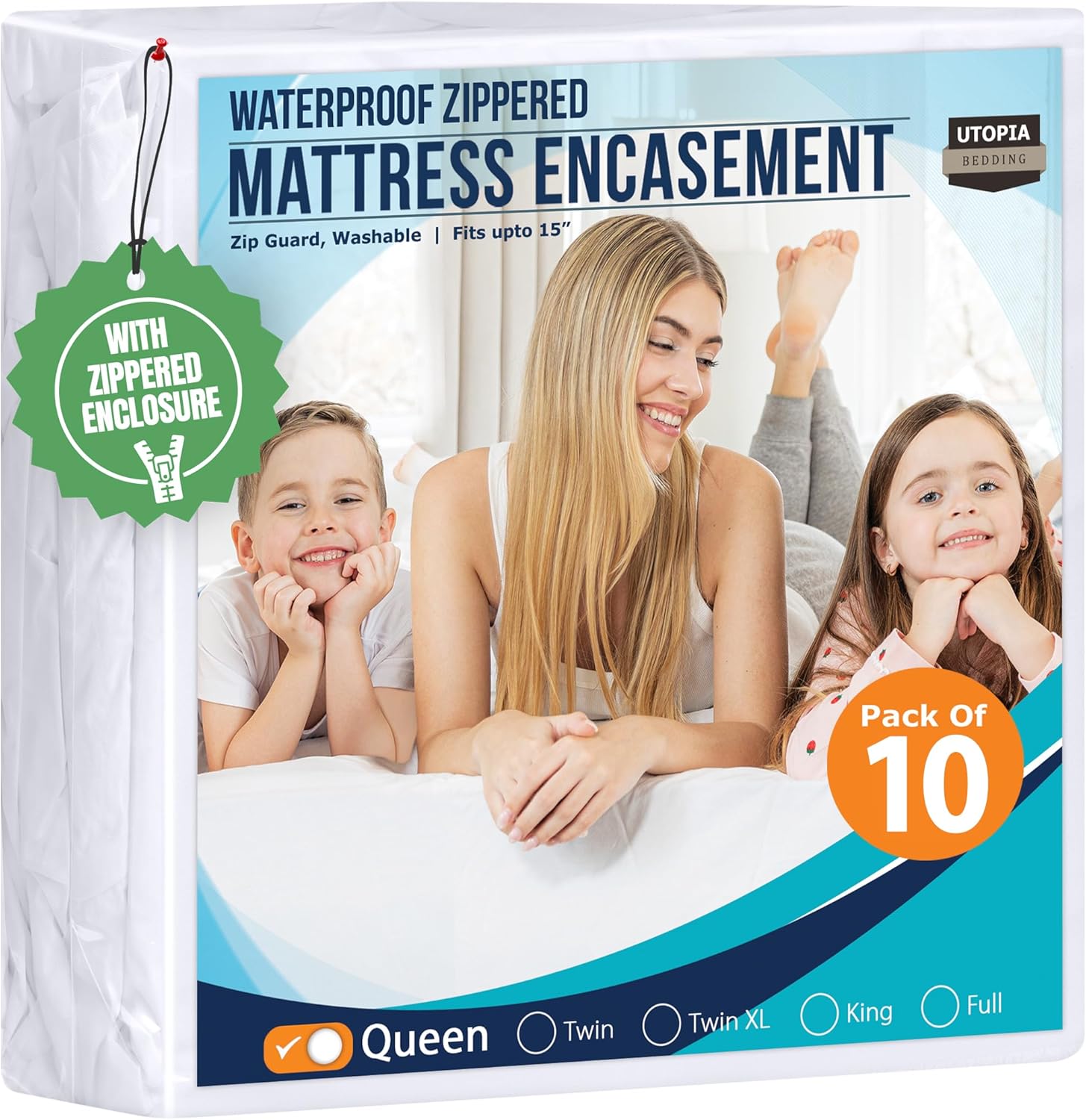 Utopia Bedding Mattress Protector - 100% Waterproof & Bed Bug Proof | Queen Size Encasement (Pack of 10)