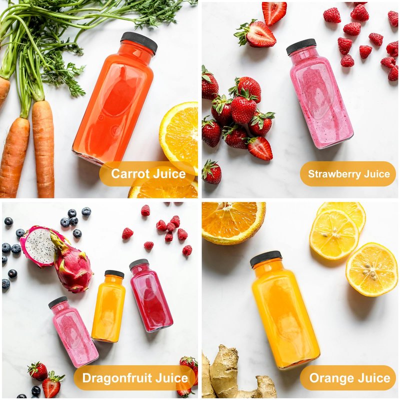 Maredash 8oz Glass Bottles with lids,juice bottles gifts for women,8oz Glass Jars with LIds,glass water bottles. Kit includes Stainless Steels Straws,Two Types of lids,Cleaning Brush 6pcs