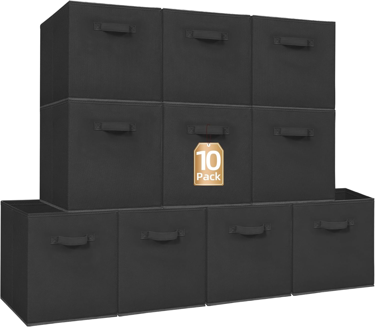 Storage Maniac 13-Inch Collapsible Storage Cubes - Durable Fabric Bins for Organization | 10-Pack Black