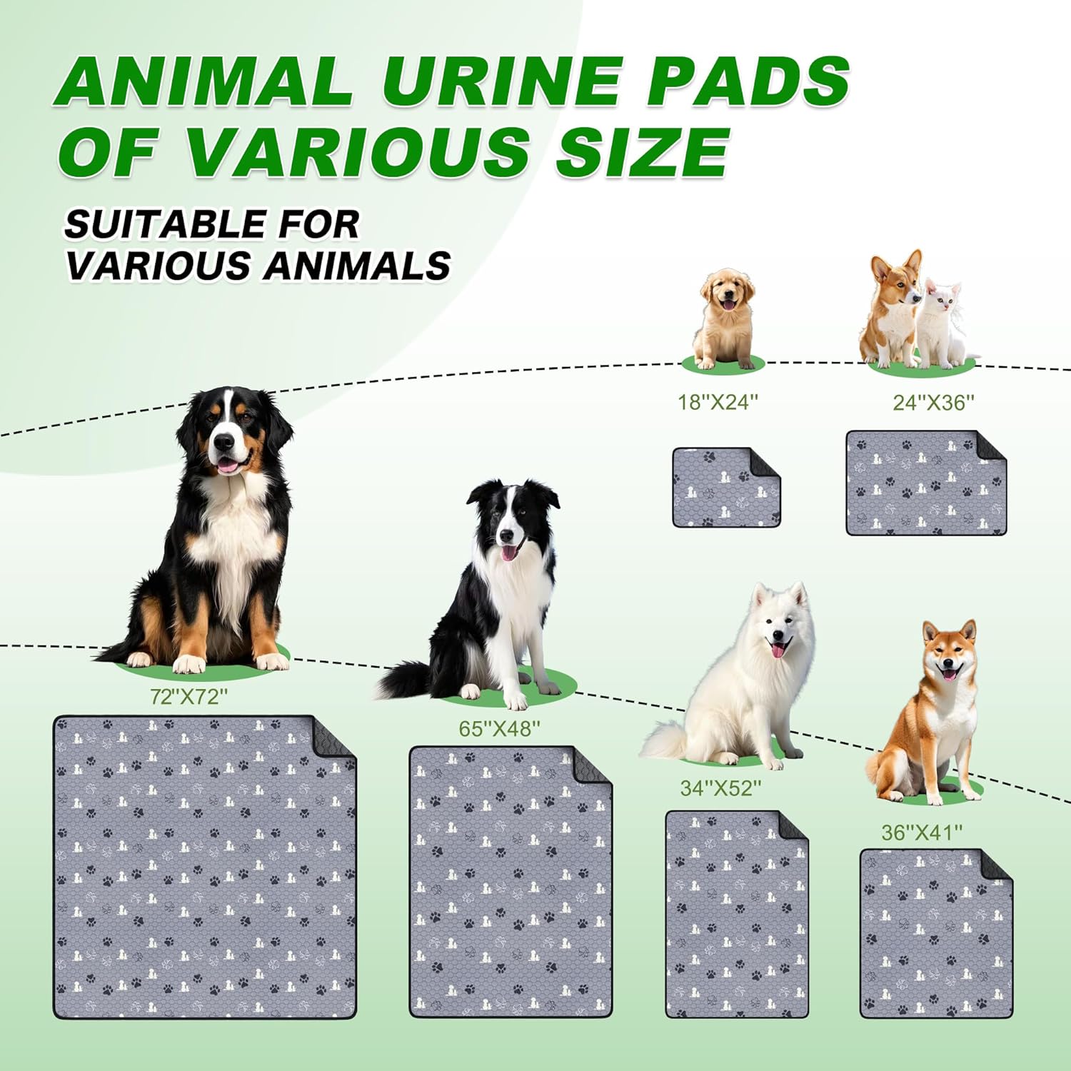 WanpeeGoo Washable Dog Pee Pads - Absorbent Reusable Training Pads, Non-Slip, Grey 18"x24" | 4 Pack