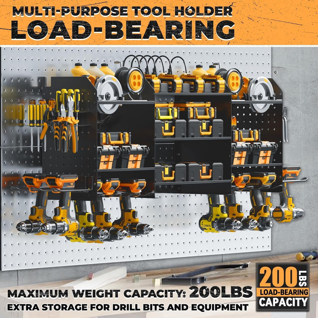 Upgrade Large Power Tool Organizer - Wall Mount with Charging Station & 10 Drill Holders | Garage Storage Rack