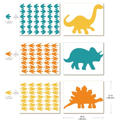 GULIGULI Dinosaur Wall Decal - Dinosaur Footprints Stickers - Vinyl Wall Art for Boys Girls Kids Bedroom Nursery Home Decor
